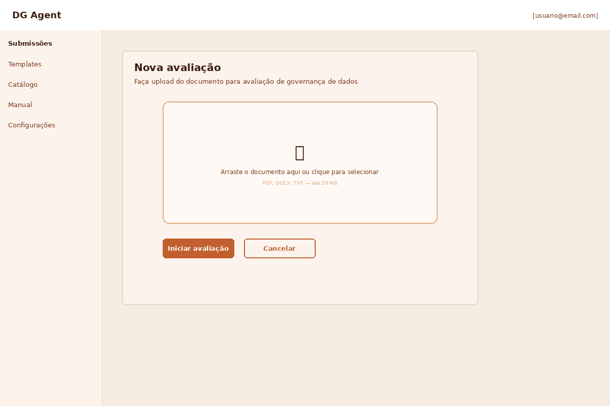 Tela de upload de documento